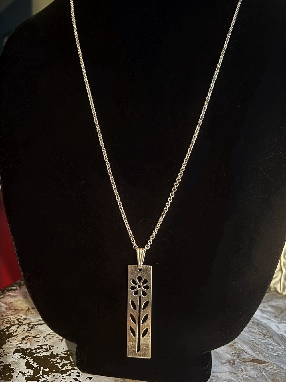 .999 Fine Silver Necklace & Floral Cutout Pendant